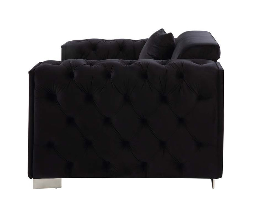 Trislar - Sofa With 4 Pillows Same 52525) - Black Velvet
