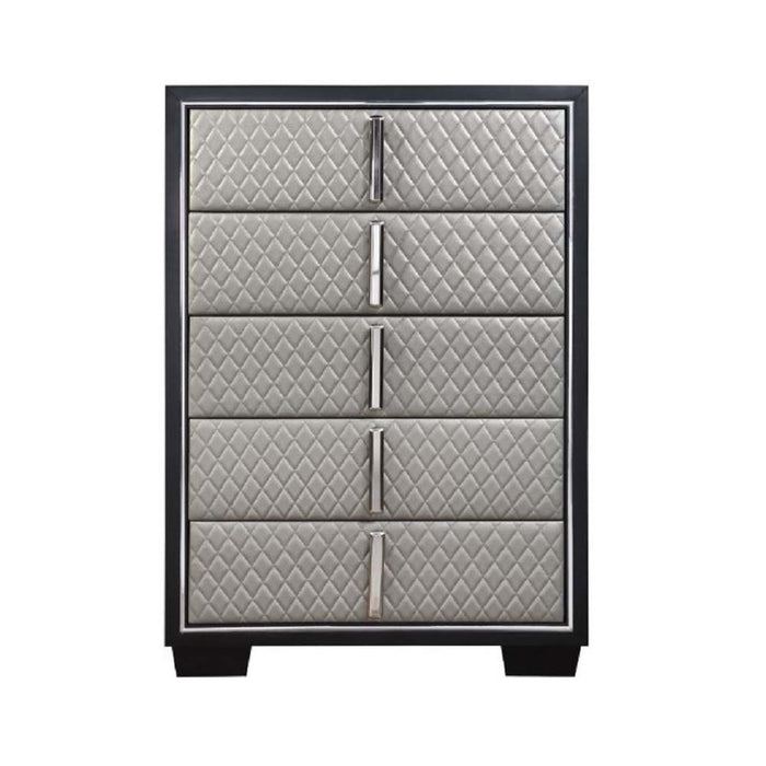 Nicola - Chest - Silver Synthetic Leather & Black