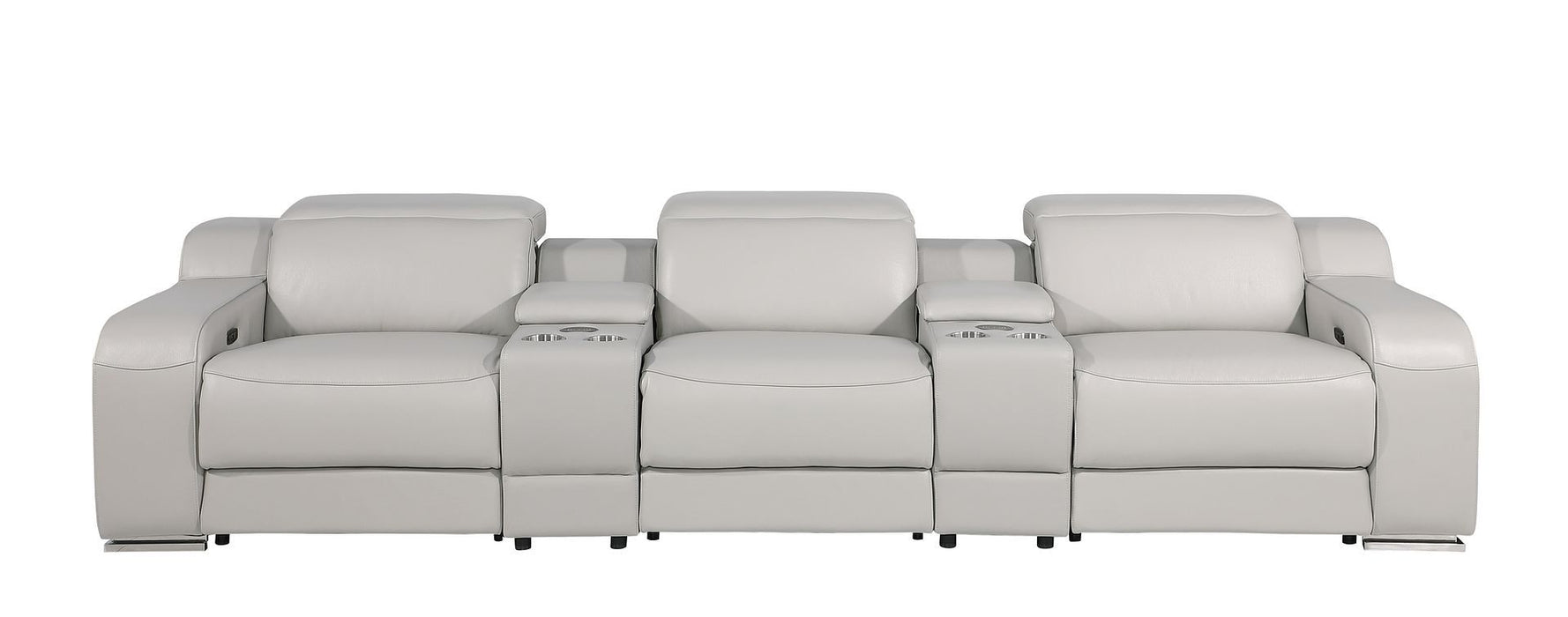 1116 - 5-Piece Modular Power Reclining Sofa In With 3 Power Recliners & Power Headrests