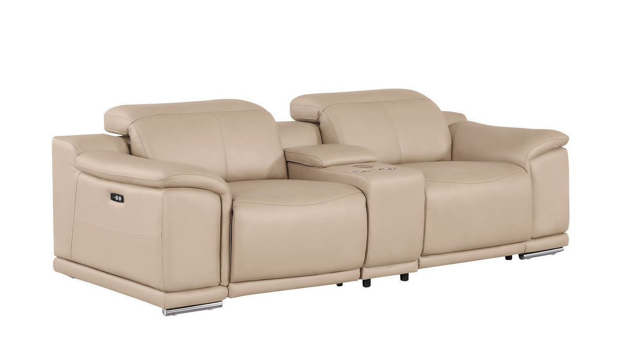 2679 - Genuine Leather Console Loveseat With Dual Power Recliners