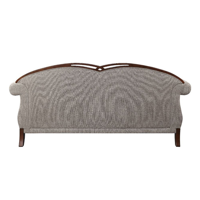 Miyeon - Sofa With 5 Pillows - Fabric & Cherry