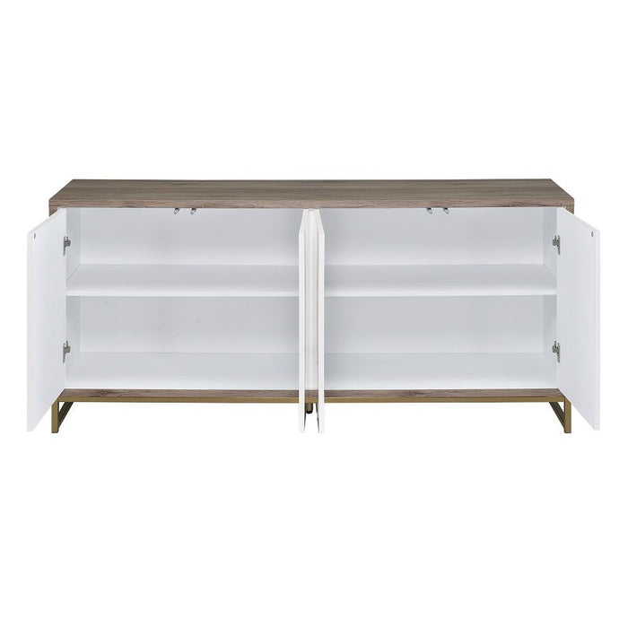 Paavan - Console Cabinet - White Marble Print Oak & Champagne