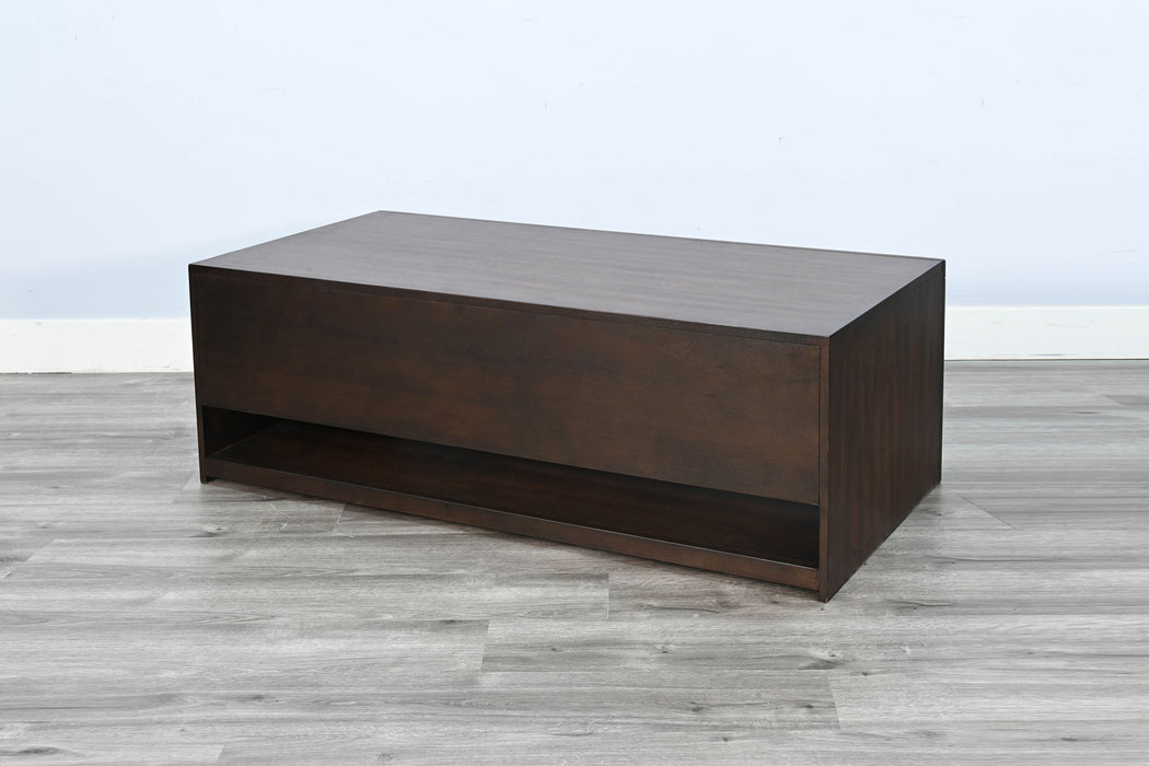 Coffee Table With Sliding Doors & Casters - Coffee Bean