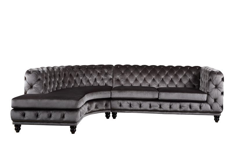Atesis - Sectional Sofa - Dark Gray Velvet