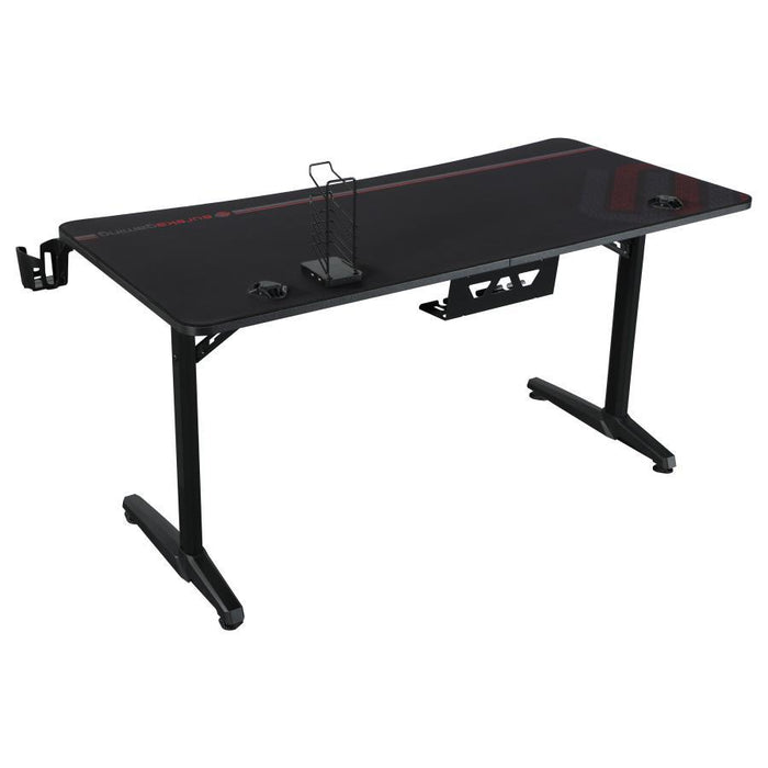 Tarnov - Rectangular Metal Gaming Desk With USB Ports - Black