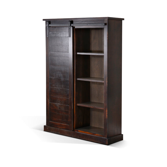 Bookcase With Barn Door - Dark Brown