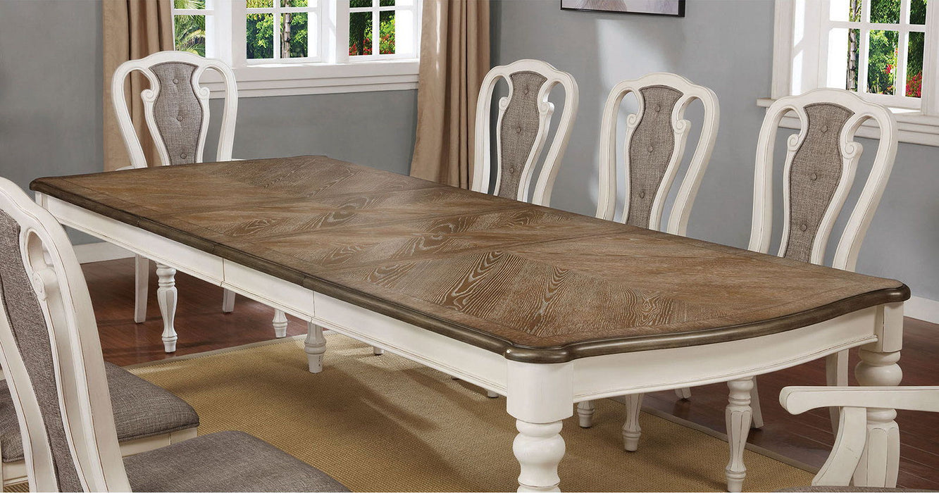 Leslie - Dining Table With 2*8"Leaf - White Wash / Walnut / Ash Brown