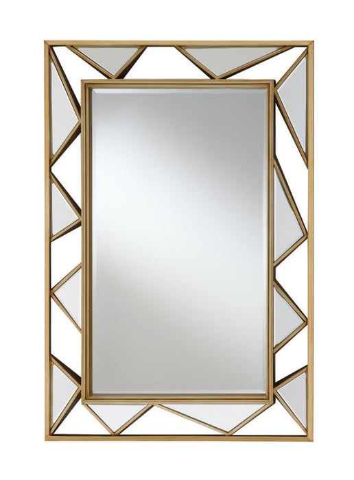Rhonda - Rectangular Geometric Wall Mirror - Gold