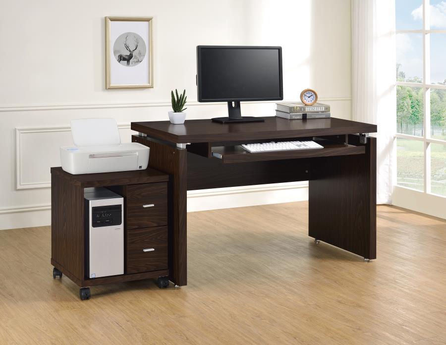 Russell - 2-Piece Computer Desk With Mobile CPU Stand - Medium Oak