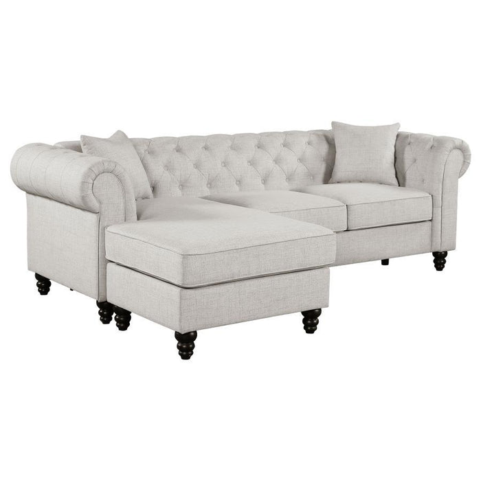 Cecilia - Upholstered Tufted Sectional - Oatmeal