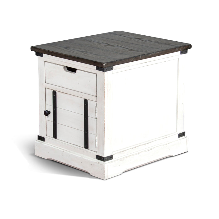 French Country - End Table - White / Dark Brown