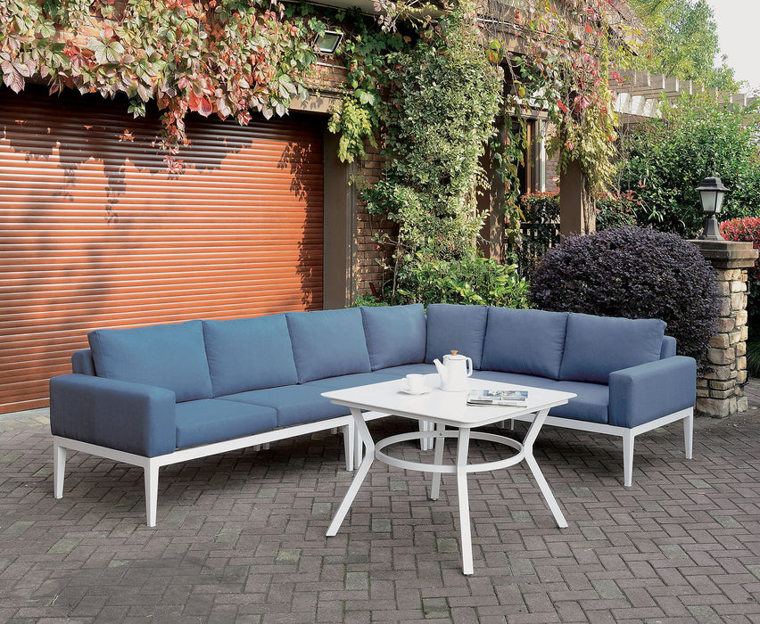 Sharon - Patio Sectional - White / Blue