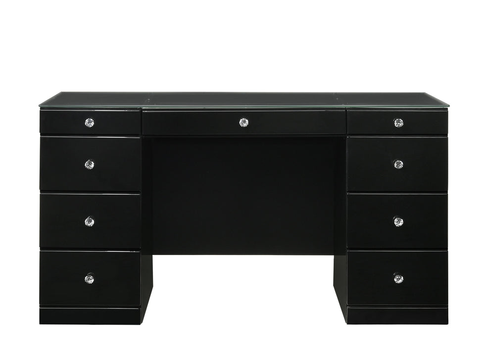 Avery - Vanity Desk With Glass Top - Black