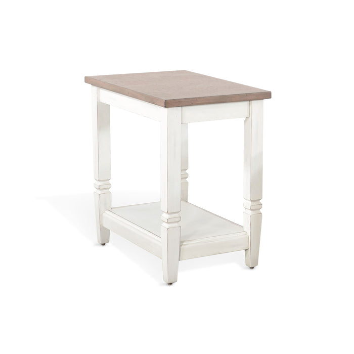 Chair Side Table - White / Light Brown