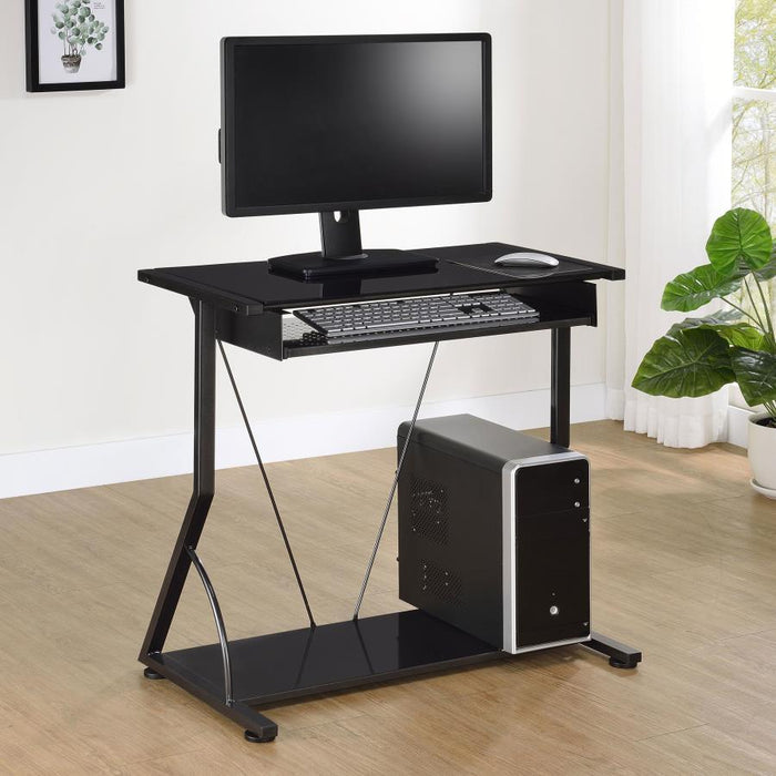 Alastair - Computer Desk With Keyboard Tray - Black