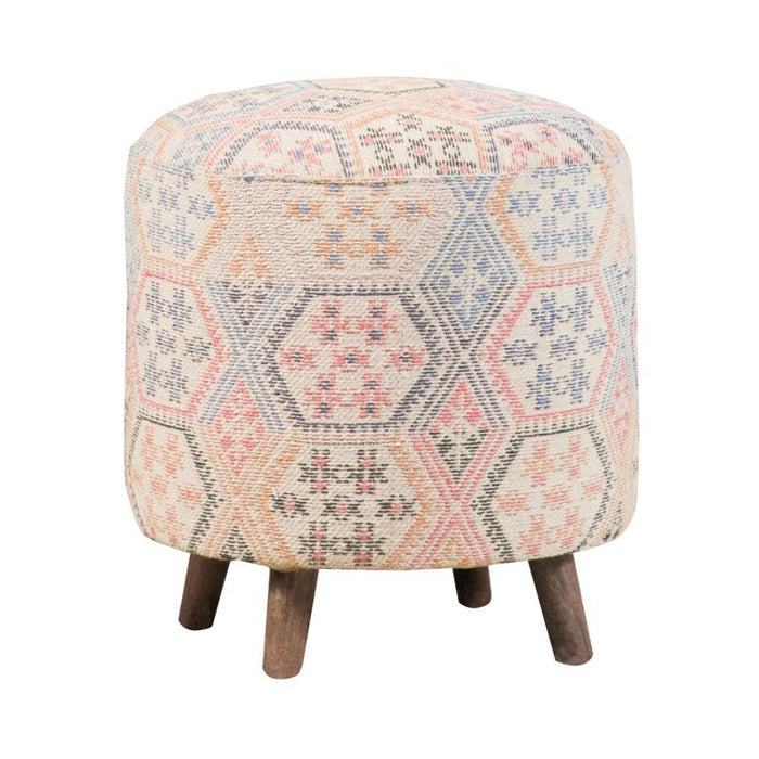 Naomi - Pattern Round Accent Stool - Multi-Color