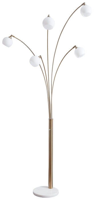 Taliya - Metal Arc Lamp  - Champagne / White