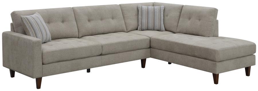 Barton - Upholstered Tufted Sectional - Toast And Brown