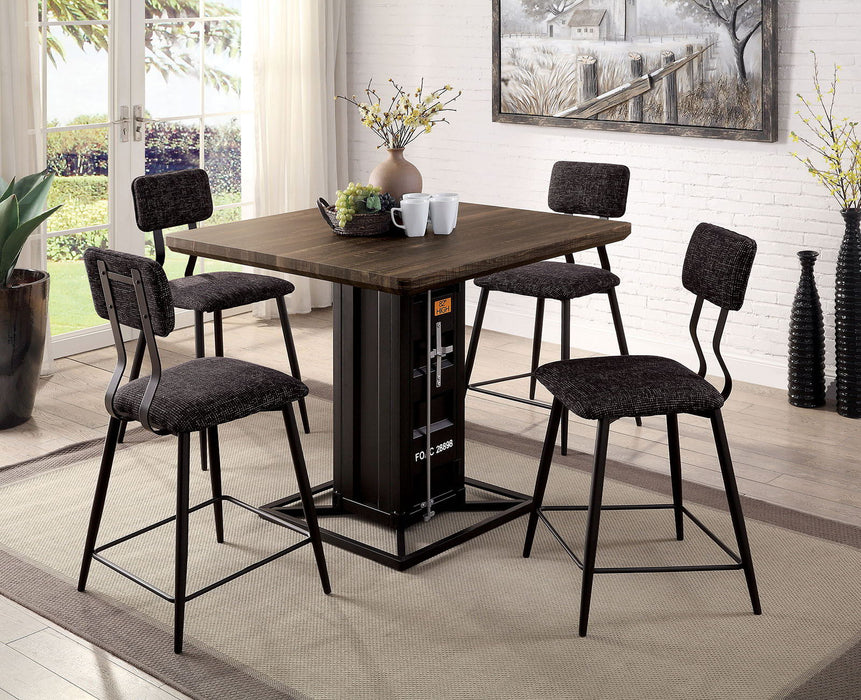 Dicarda - Counter Height Dining Table - Distressed Walnut / Sand Black