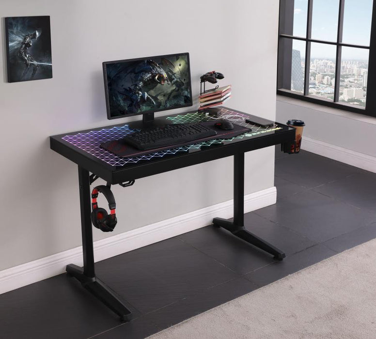Avoca - Tempered Glass Top Gaming Desk - Black