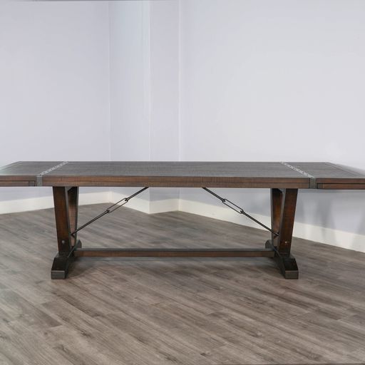 Homestead - Extension Table With Folding Leaves - Dark Brown