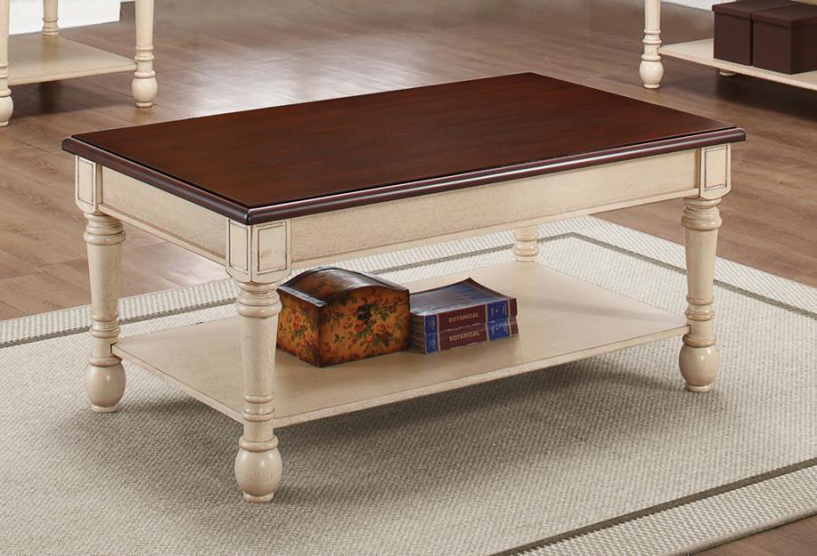 Layla - Rectangular Coffee Table - Dark Cherry and Antique White