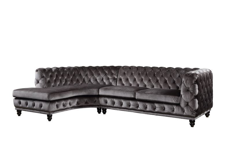 Atesis - Sectional Sofa - Dark Gray Velvet