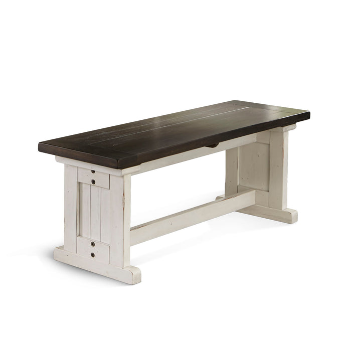 Carriage House - Side Bench - White / Dark Brown