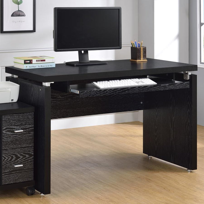 Russell - 2-Piece Computer Desk With Mobile CPU Stand - Black Oak