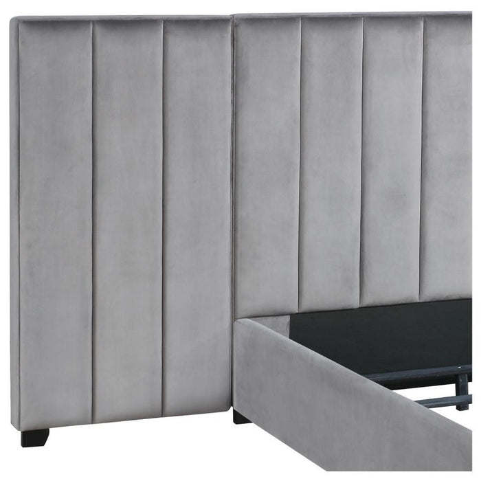 Arles - Vertical Channeled Tufted Wall Panel - Gray