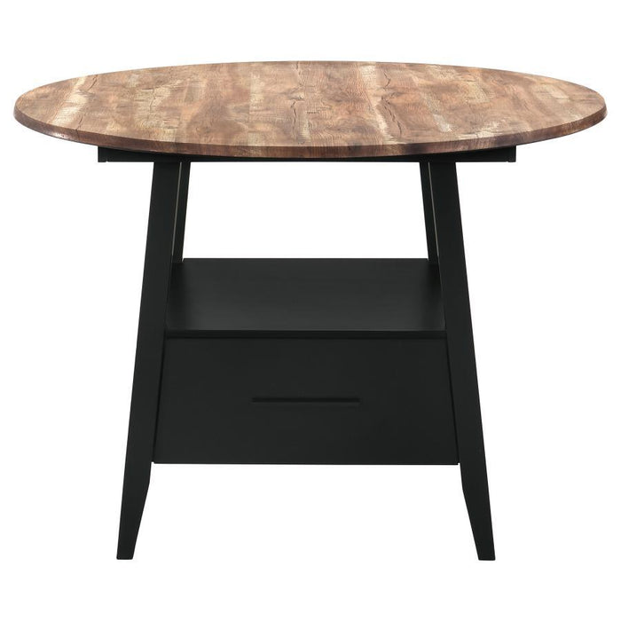 Gibson - 1-Drawer Round Counter Height Table - Yukon Oak And Black