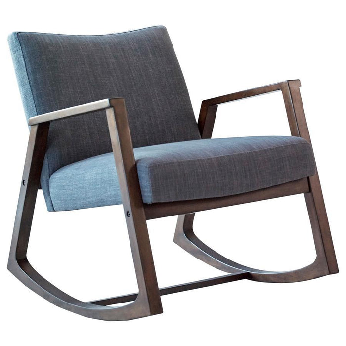 Gianna - Upholstered Rocking Chair With Wooden Arm - Grey and Walnut