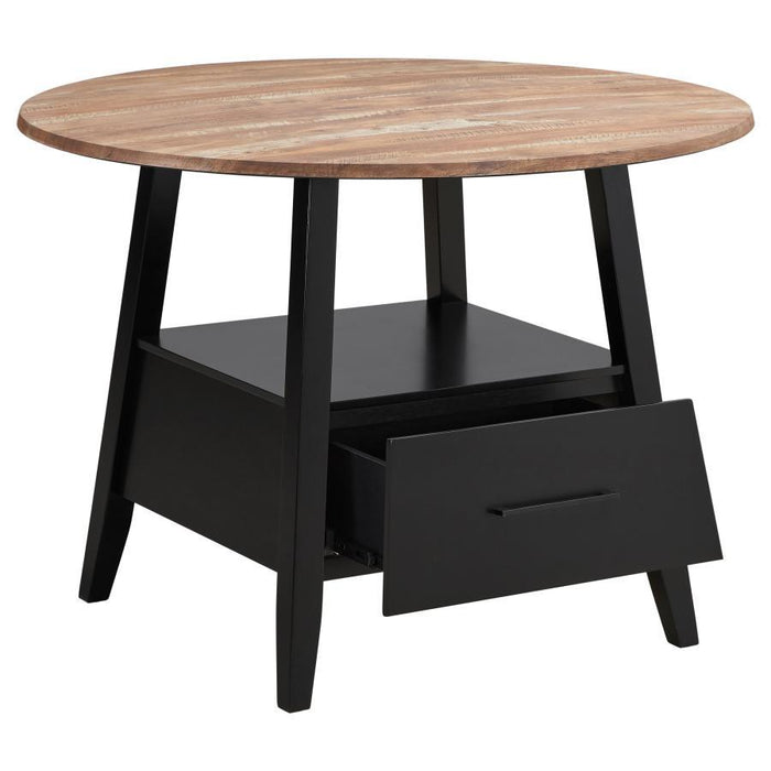 Gibson - Round 5 Piece Counter Height Dining Set - Yukon Oak And Black