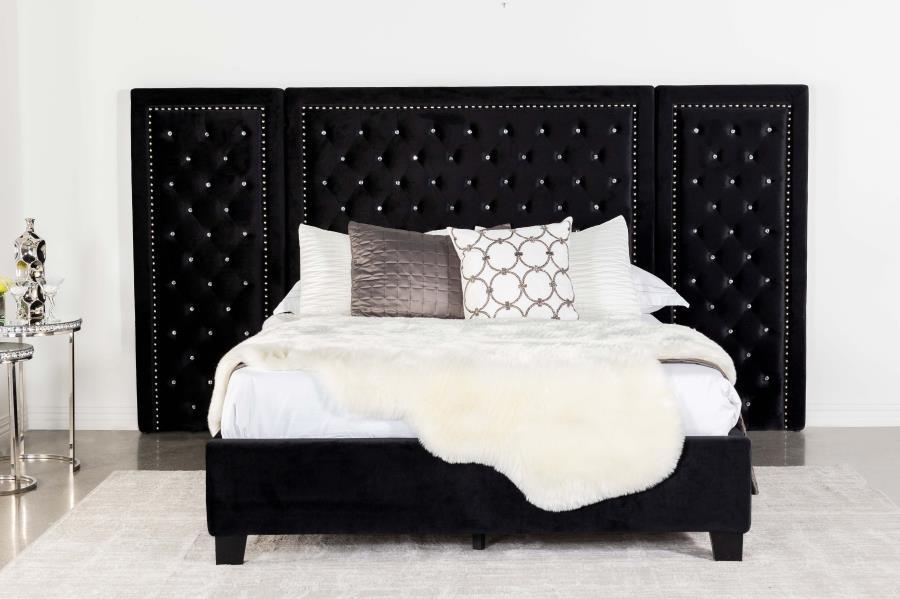 Hailey - Tufted Upholstered Wall Bed Panel - Black