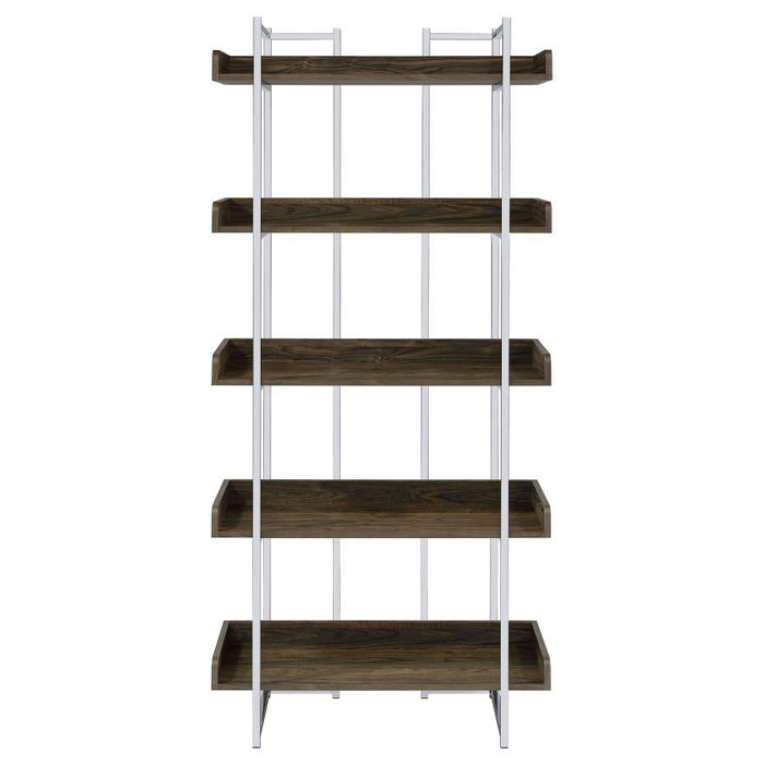 Angelica - 5-Shelf Bookcase - Walnut And Chrome