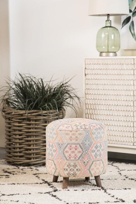 Naomi - Pattern Round Accent Stool - Multi-Color