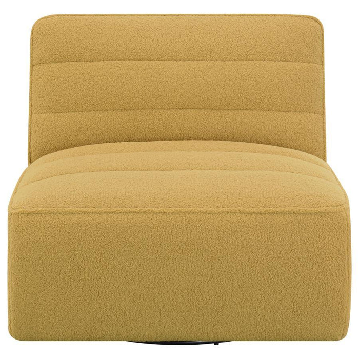 Cobie - Upholstered Swivel Armless Chair - Mustard