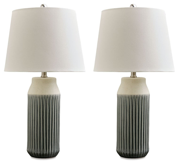 Afener - Ceramic Table Lamp (Set of 2) - Blue / Beige