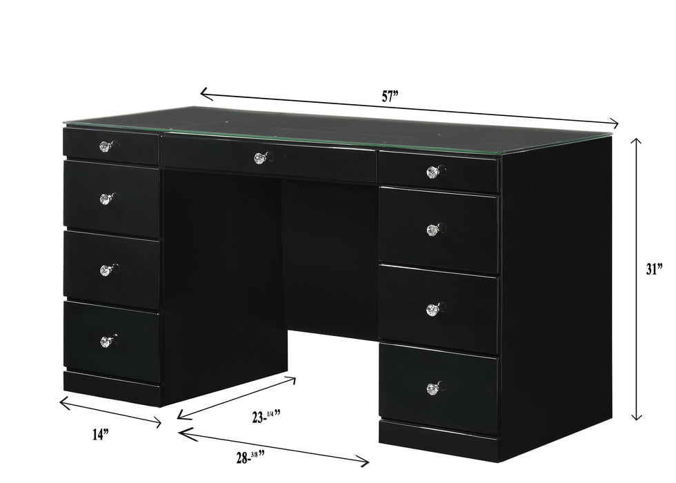 Avery - Vanity Desk With Glass Top - Black