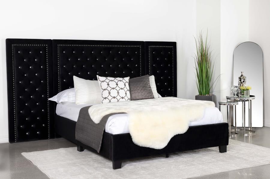 Hailey - Tufted Upholstered Wall Bed Panel - Black