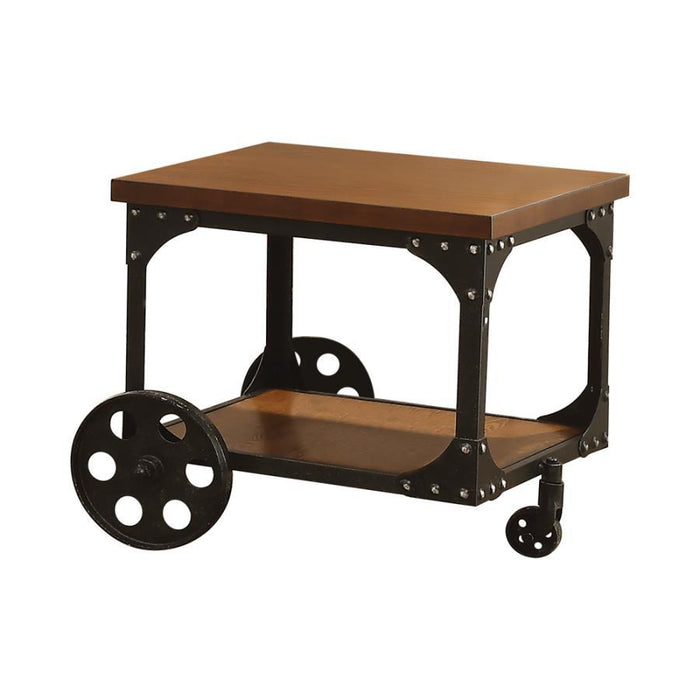 Shepherd - End Table With Casters - Rustic Brown