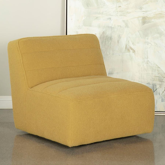 Cobie - Upholstered Swivel Armless Chair - Mustard