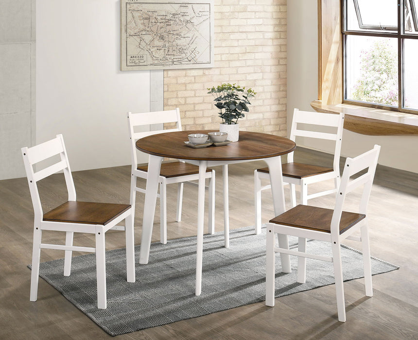 Debbie - 5 Piece Round Dining Table Set - Natural / White
