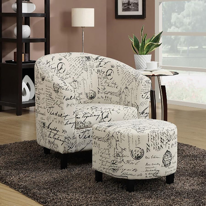 Alina - 2-Piece Upholstered Accent Chair and Ottoman - Off White