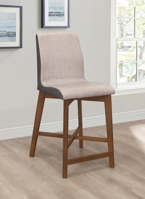 Logan - Upholstered Counter Height Stools (Set of 2) - Light Gray And Natural Walnut