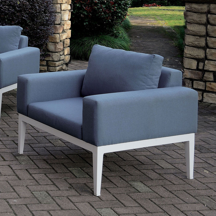 Sharon - Arm Chair With Cushion - White / Blue