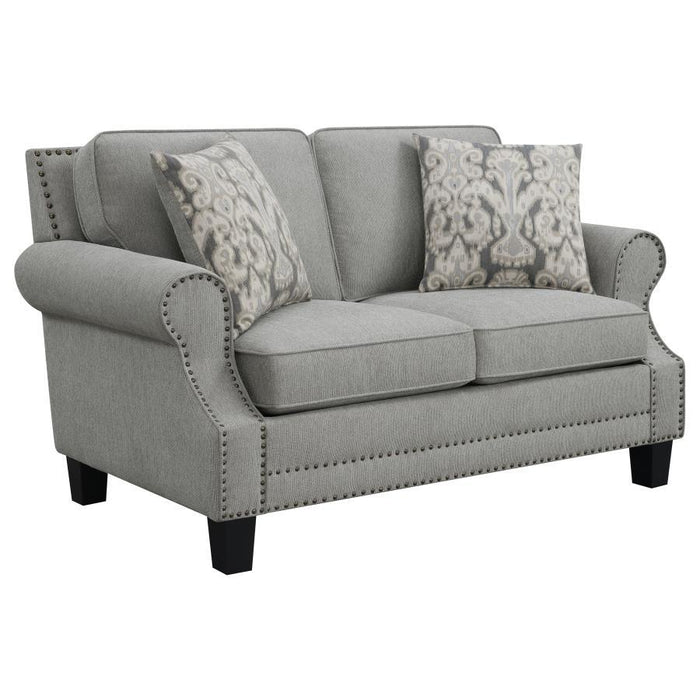 Sheldon - Upholstered Loveseat With Rolled Arms - Grey