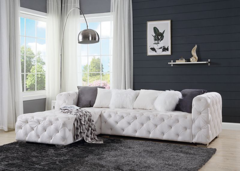 Qokmis - Sectional Sofa - Beige Velvet