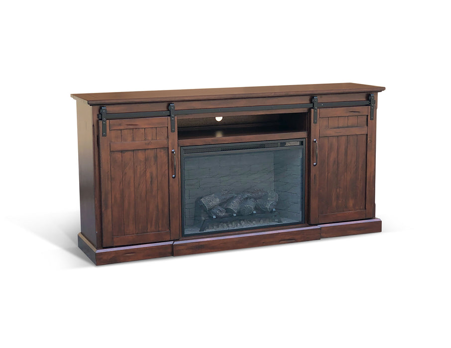 Tuscany - TV Console With Fireplace Option - Dark Brown - Wood