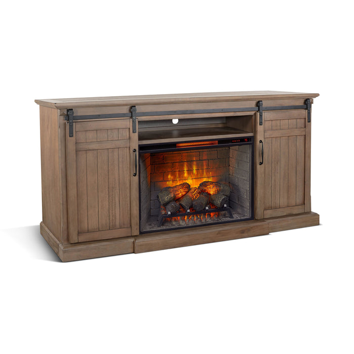 Doe Valley - TV Console With Fireplace Option - Dark Brown - Wood